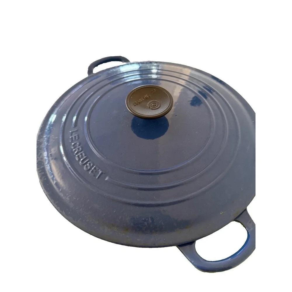 Vintage Le Creuset Cobalt Blue Round Cast Iron Dutch Oven Pot 28 7.25 Qt France